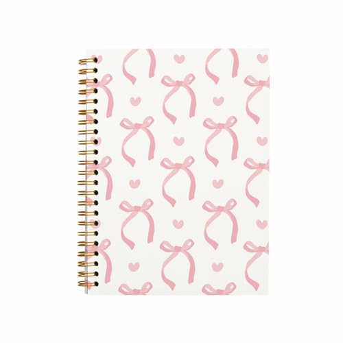 QUICQOD Coquette Pink Bow Notebook Journals,Preppy Cute Spiral Notebook for Teen Girls Women,Coquette Stuff Trendy Hardcover Spiral Notebook 5.5x8.3 | Amazon (US)