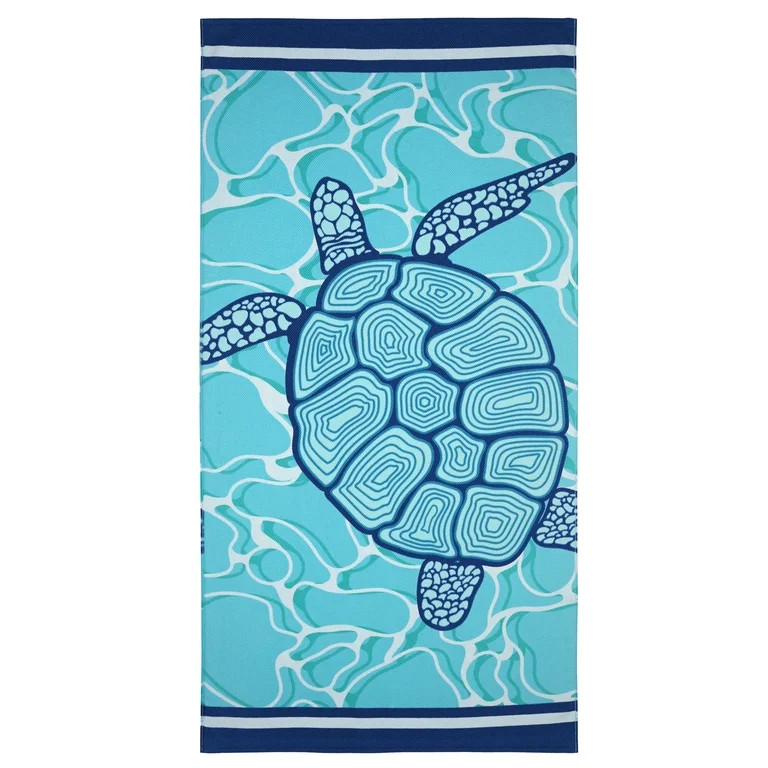 Better Homes & Gardens Sea Cotton-Blend Beach Towel, Soft Cotton, 72 in x 38 in, Sea Turtle | Walmart (US)