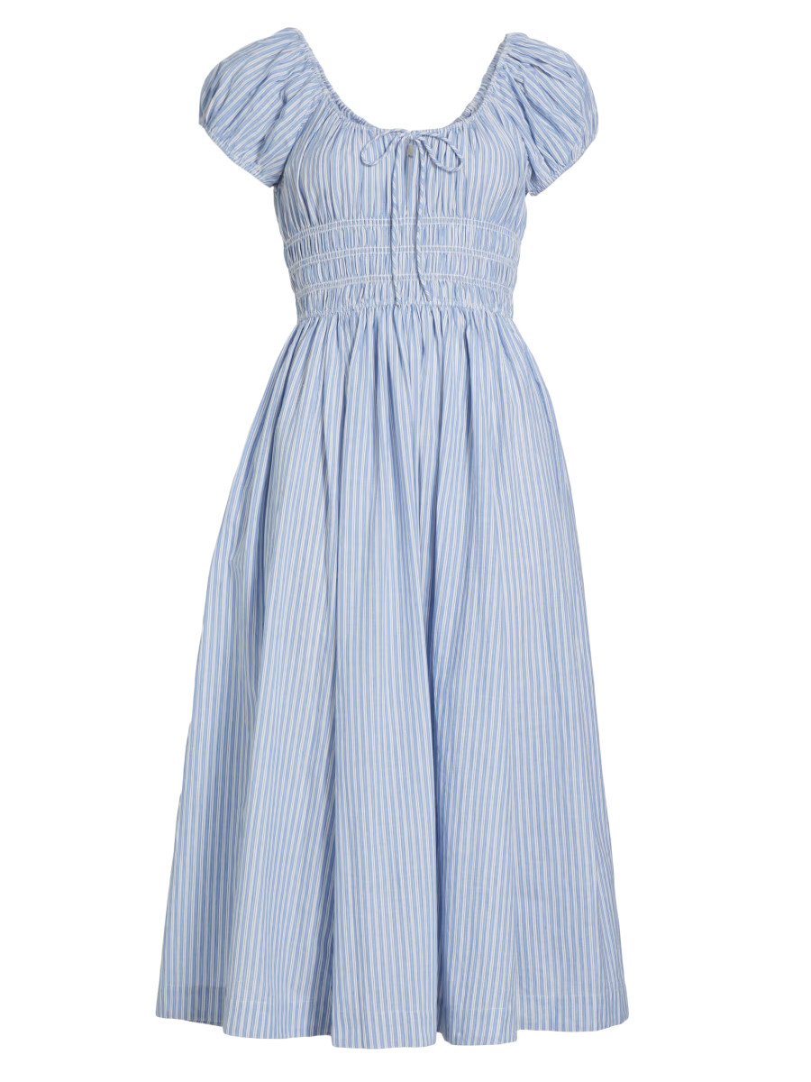 Quinn Striped Cotton Scoopneck Midi-Dress | Saks Fifth Avenue