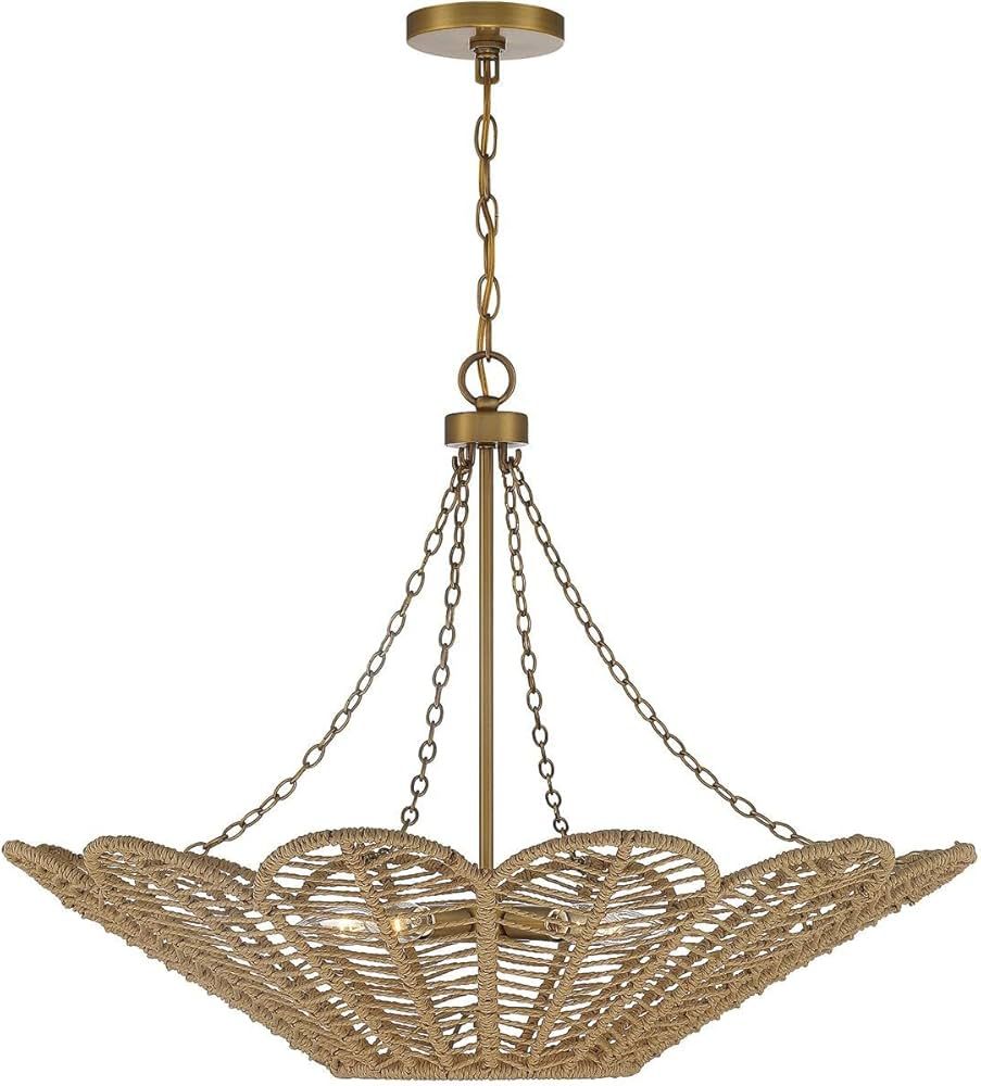 Savoy House 7-1825-5-320 Cyperas 5-Light Pendant in Warm Brass and Rope (30" W x 22" H) | Amazon (US)
