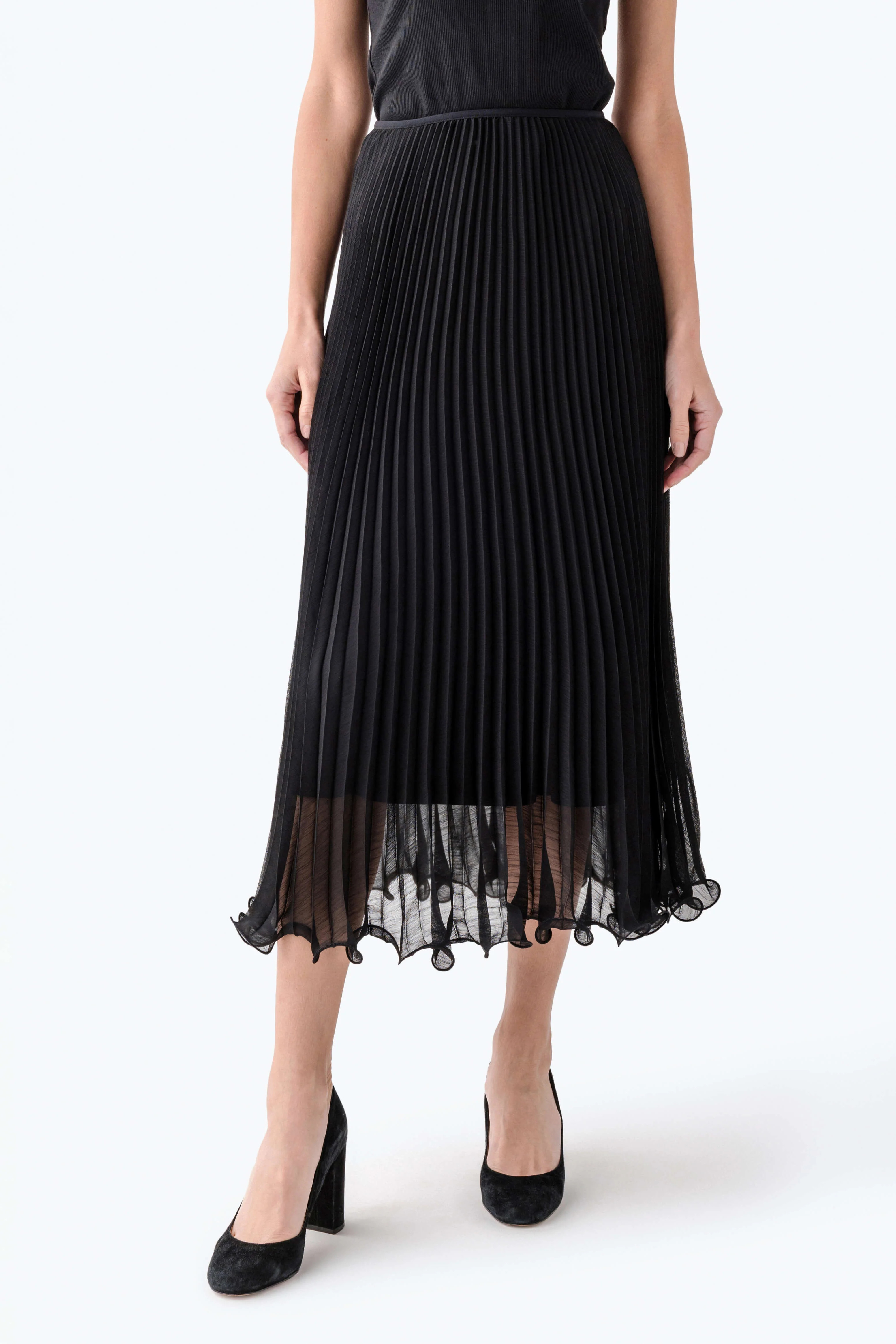 Seraphine Row Pleated Midi Skirt | Social Threads