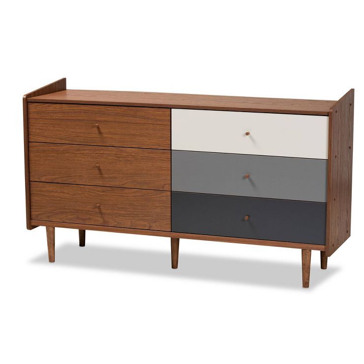 Halden Wood 6 Drawer Dresser Brown/Gray - Baxton Studio | Target