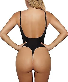 SHAPERX Low Back Bodysuit for Women Tummy Control Shapewear Seamless Sculpting Body Shaper Thong ... | Amazon (US)