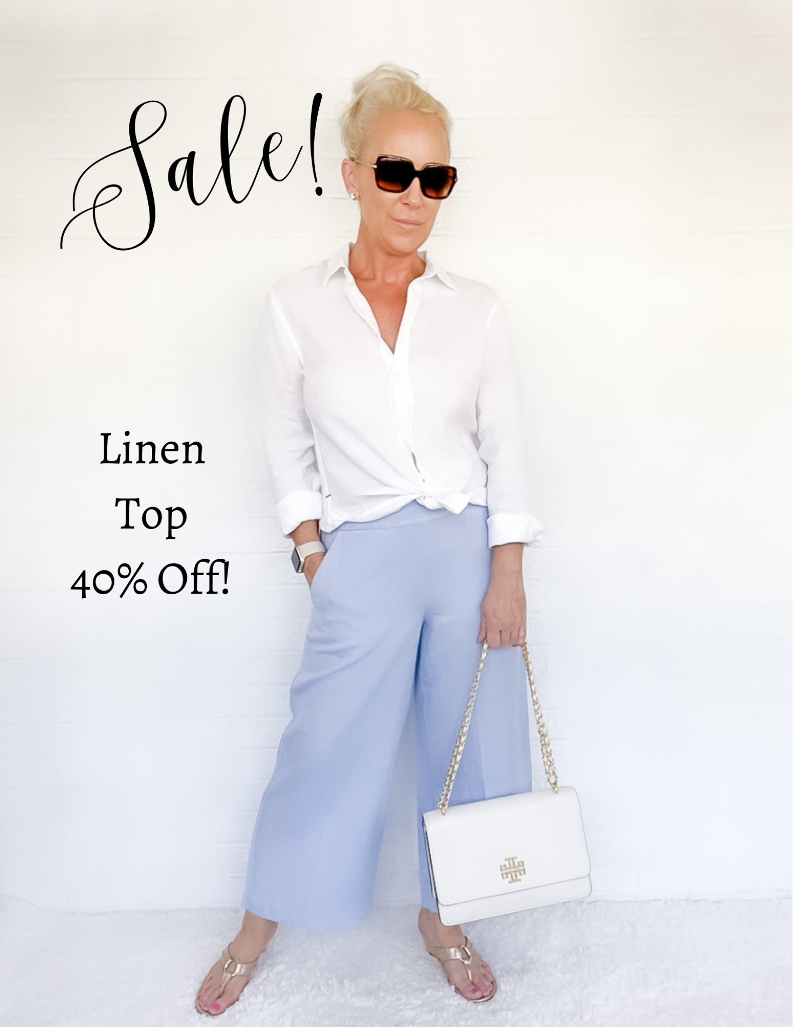 White linen button up shirt is 40% off. (Similar blue linen wide leg pants linked.)

#LTKFind #LTKtravel #LTKsalealert