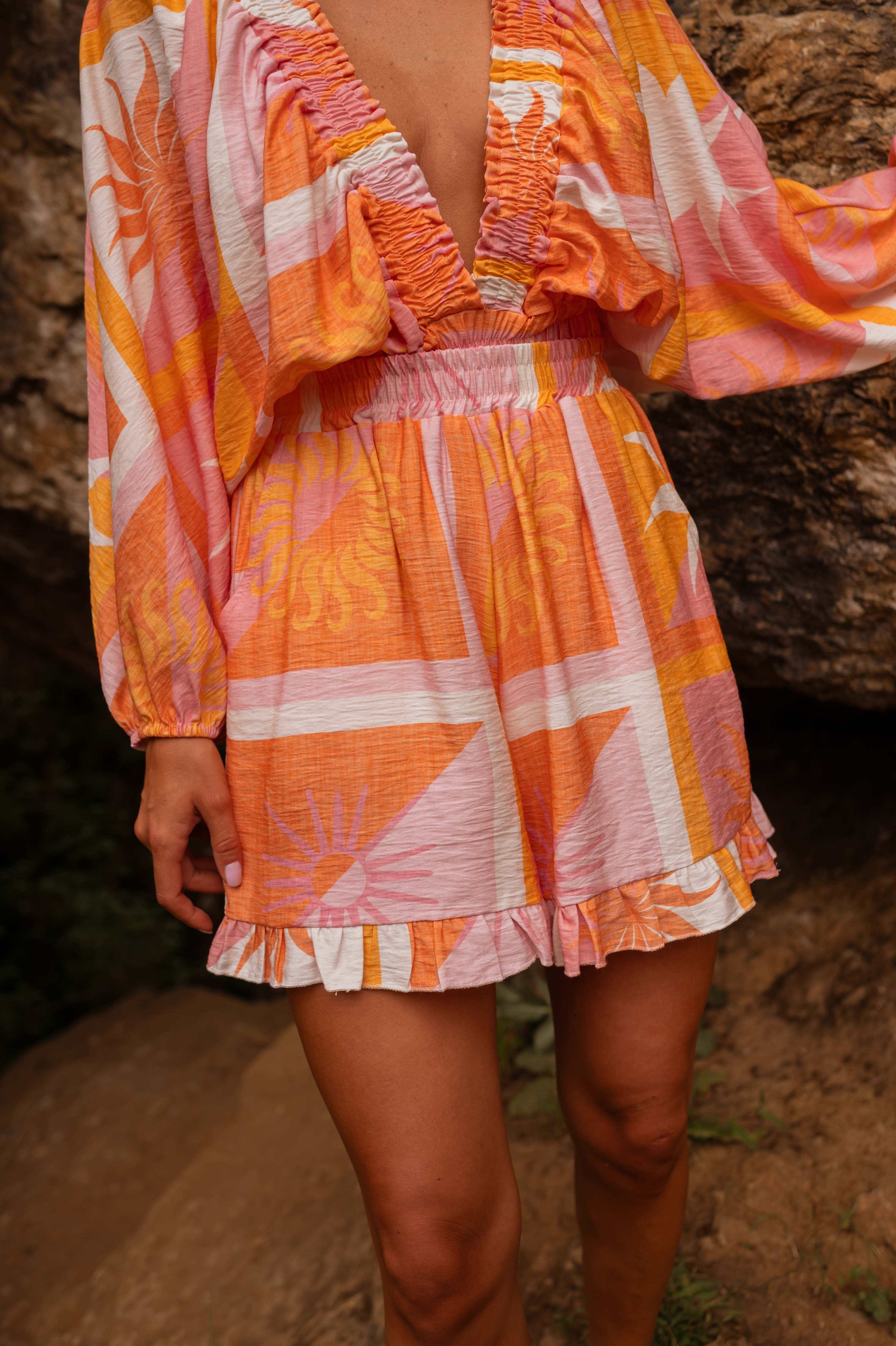 Orange Patterned Ivanka Shorts | Easy Clothes