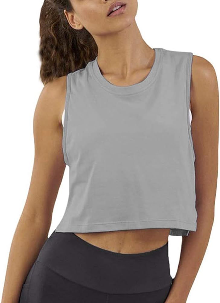 Bestisun Cropped Workout Tops for Women Crop Top Workout Shirts for Women with Back Mesh | Amazon (US)