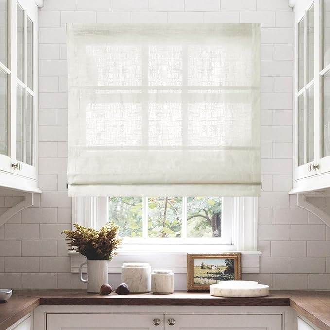 TWOPAGES Cordless Roman Shades Linen Textured Roman Blinds for Windows, Custom Made Room Darkenin... | Amazon (US)