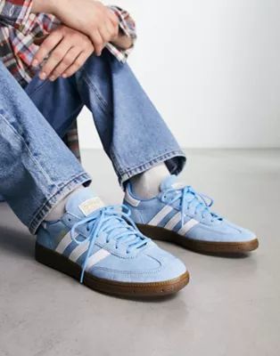 adidas Originals Handball Spezial gum sole trainers in light blue | ASOS (Global)