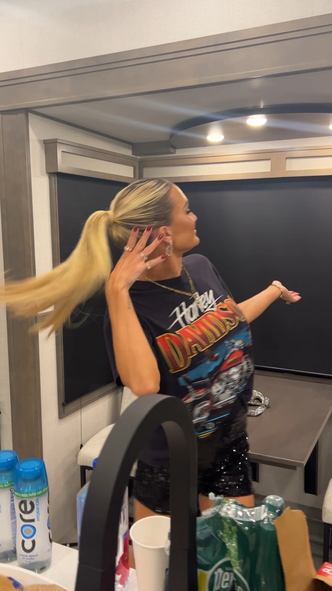 After party outfit details - I love mixing vintage tees with glam pieces. I paired these gorgeous black sequin shorts with one of my favorite Harley Davidson vintage tees. I linked a few that I have seen. 

outfit ideas l summer outfit l summer outfit inspo l sequin shorts l sequin shorts outfit l vintage tee l graphic tee