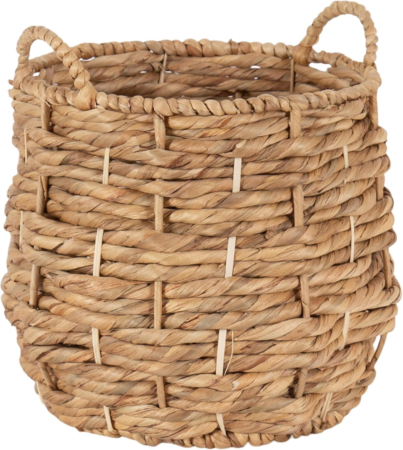 Kate and Laurel Livia Modern Woven Storage Basket, 13 x 13, Natural Water Hyacinth, Boho Wicker Basket for Use as Nursery Storage, Mini Laundry Basket, or Living Room Blanket Basket | Amazon (US)