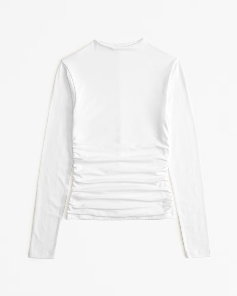 Long-Sleeve Cotton Seamless Fabric Mockneck Top | Abercrombie & Fitch (US)