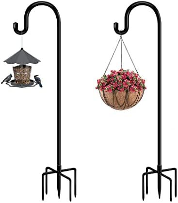 Funtife 76 in Outdoor Shepherd Hooks for Hanging Plants, Garden Adjustable Heavy Duty Hummingbird Fe | Amazon (US)