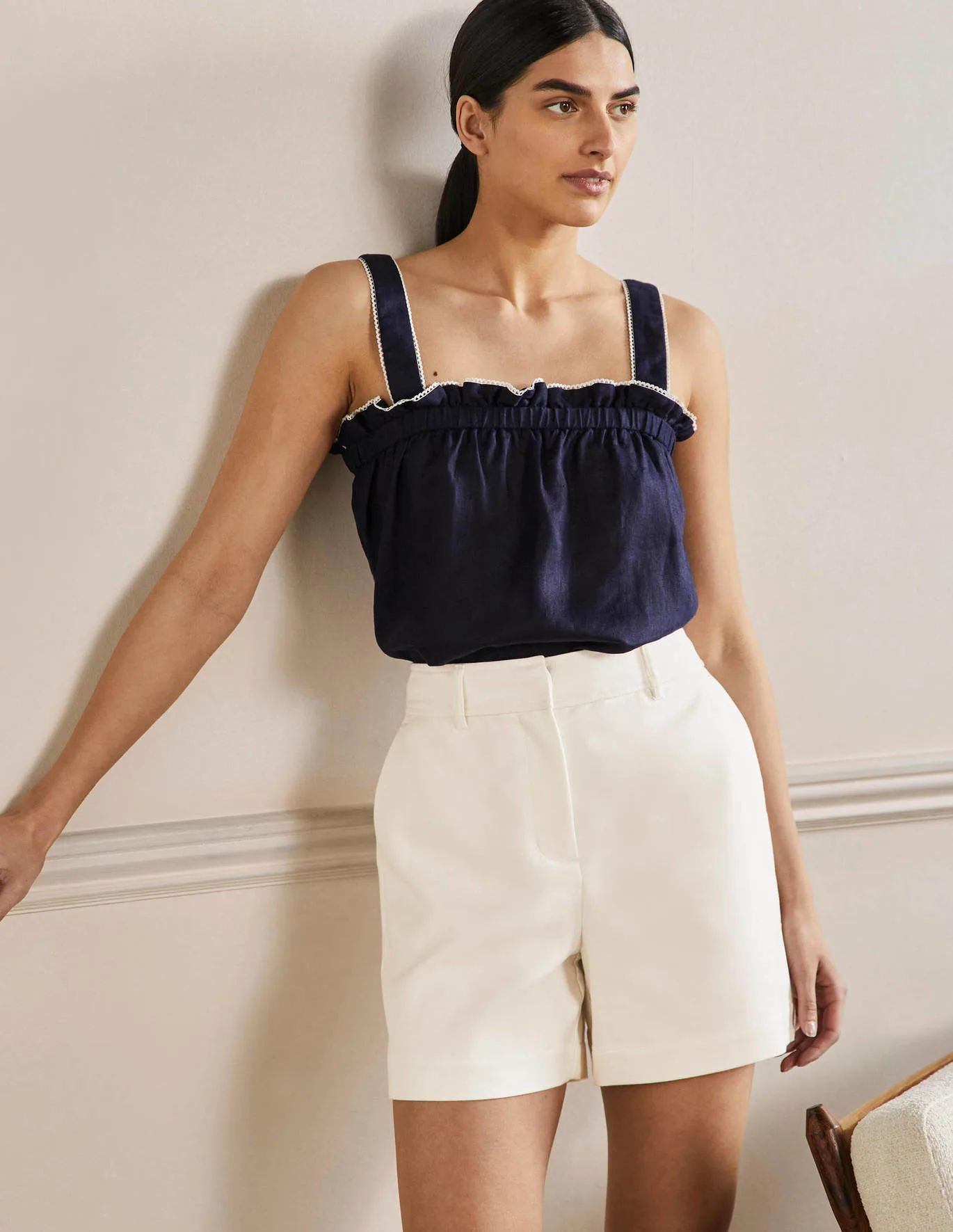 Carrie High Waisted Shorts - Ivory | Boden (US)