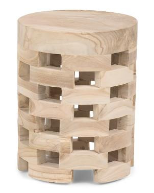 14x18 Dacosta Teak Wood Round Accent Table | TJ Maxx