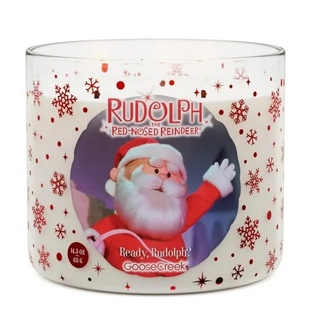 Goose Creek Rudolph Santa 3-wick Old-Fashioned Candy Cane, Creamy Milk Chocolate, & Sparkling Sugar Scented Jar Candle, 14.5oz | Walmart (US)