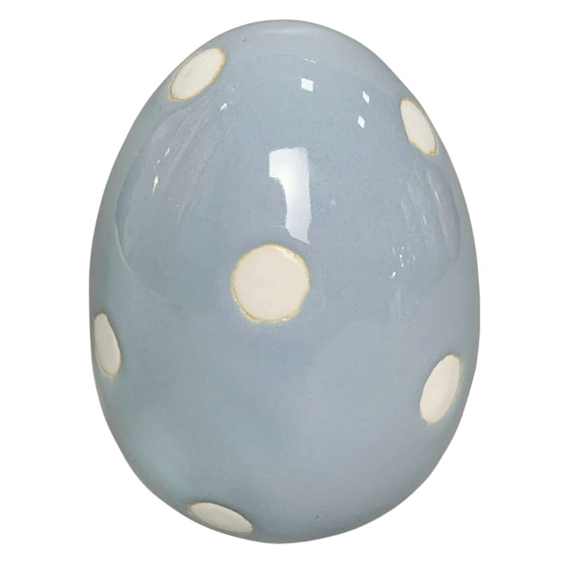 Homespun Easter Blue Ceramic Egg, 4" | At Home