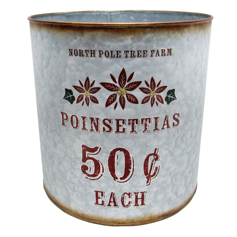 Homespun Holiday Medium Galvanized Metal Christmas Container, 11" | At Home