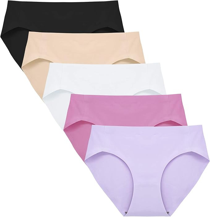 FallSweet No Show Underwear for Women Seamless High Cut Briefs Mid-waist Soft No Panty Lines,Pack... | Amazon (US)