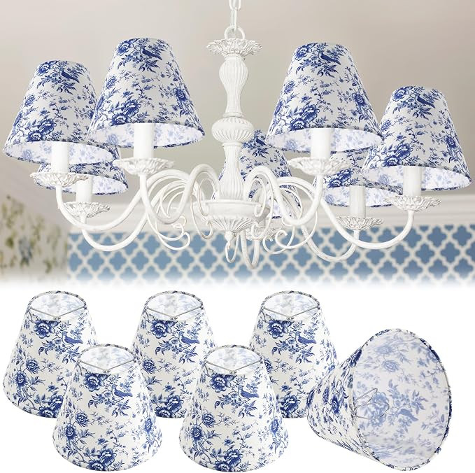 6 Pcs Chandelier Lamp Shades Small Lamp Shade 3" Top x 6'' Bottom x 5'' Slant French Countryside ... | Amazon (US)