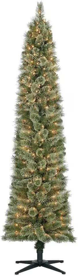 Home Heritage 7ft Stanley Slim Pre-Lit Pencil Christmas Tree – Artificial Pine with 350 White I... | Amazon (US)
