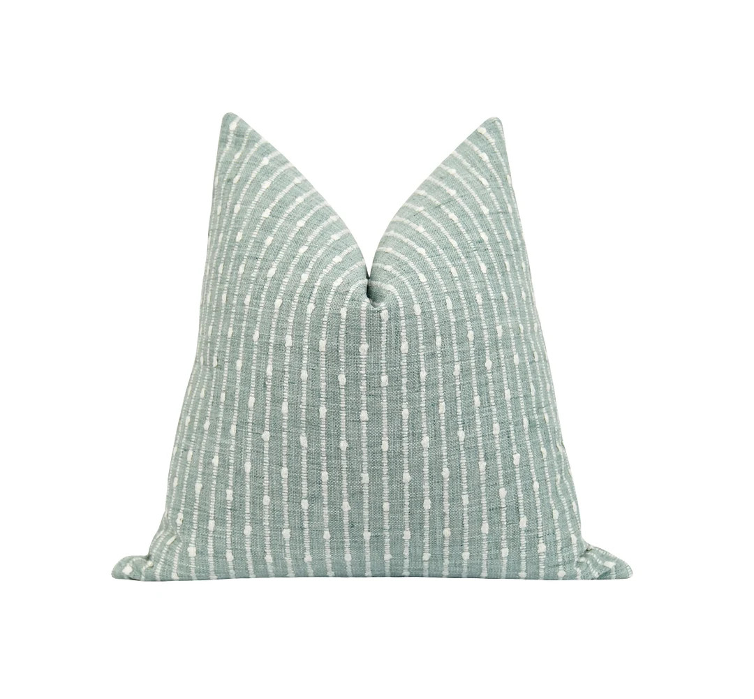 Chunky Stripe Woven Pillow Cover, Seafoam Woven Pillow Cover, 16 18 20 Woven Pillow Cover, Seafoa... | Etsy (US)