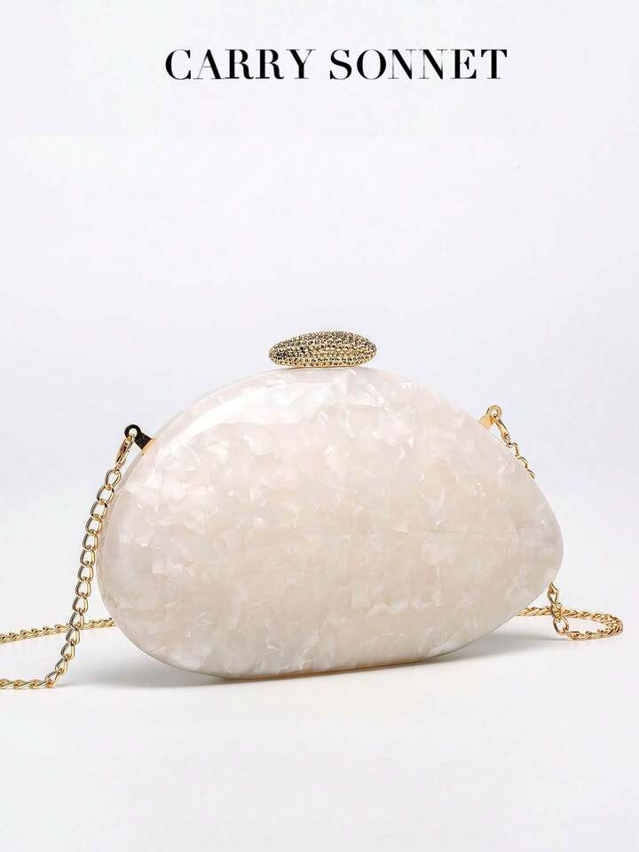 Shell Shape Acrylic Clutch Metallic Acrylic Evening Bag Shiny Egg Purses And Handbags For Women W... | SHEIN