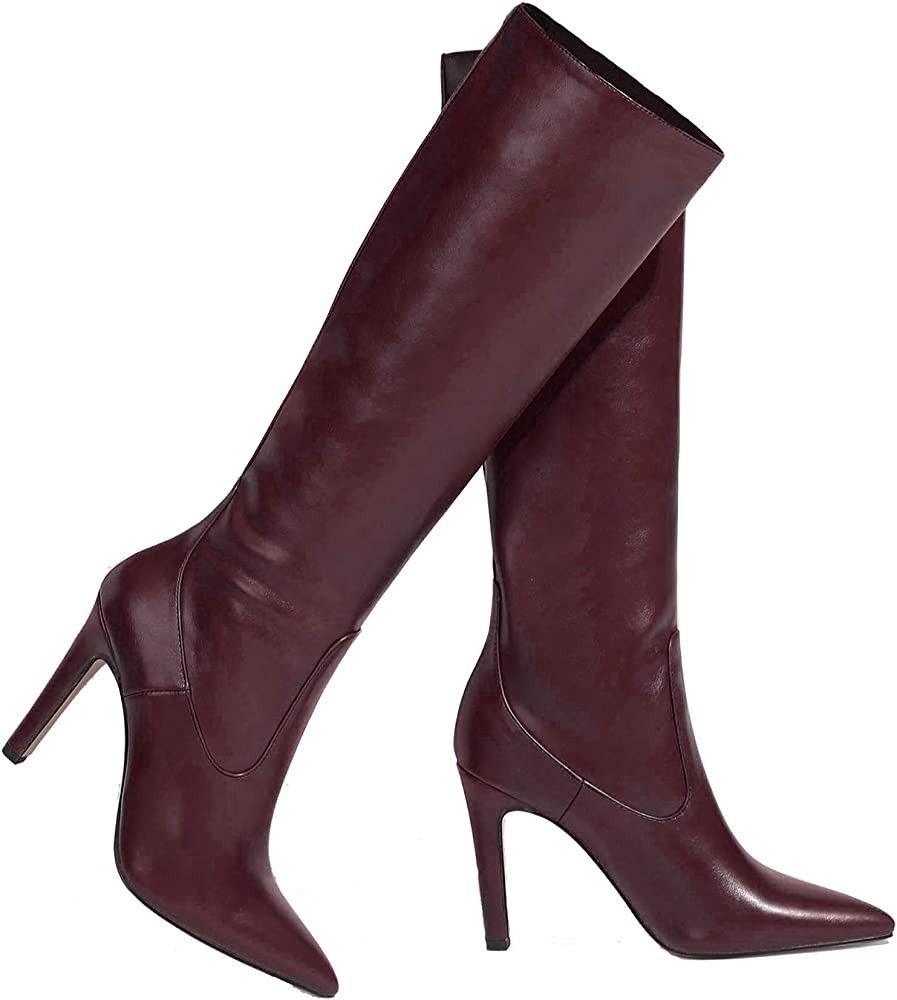 LEHOOR Women Knee High Stiletto Heel Boots Pointed Closed Toe Slip On High Heeled Dress Shoes Sex... | Amazon (US)
