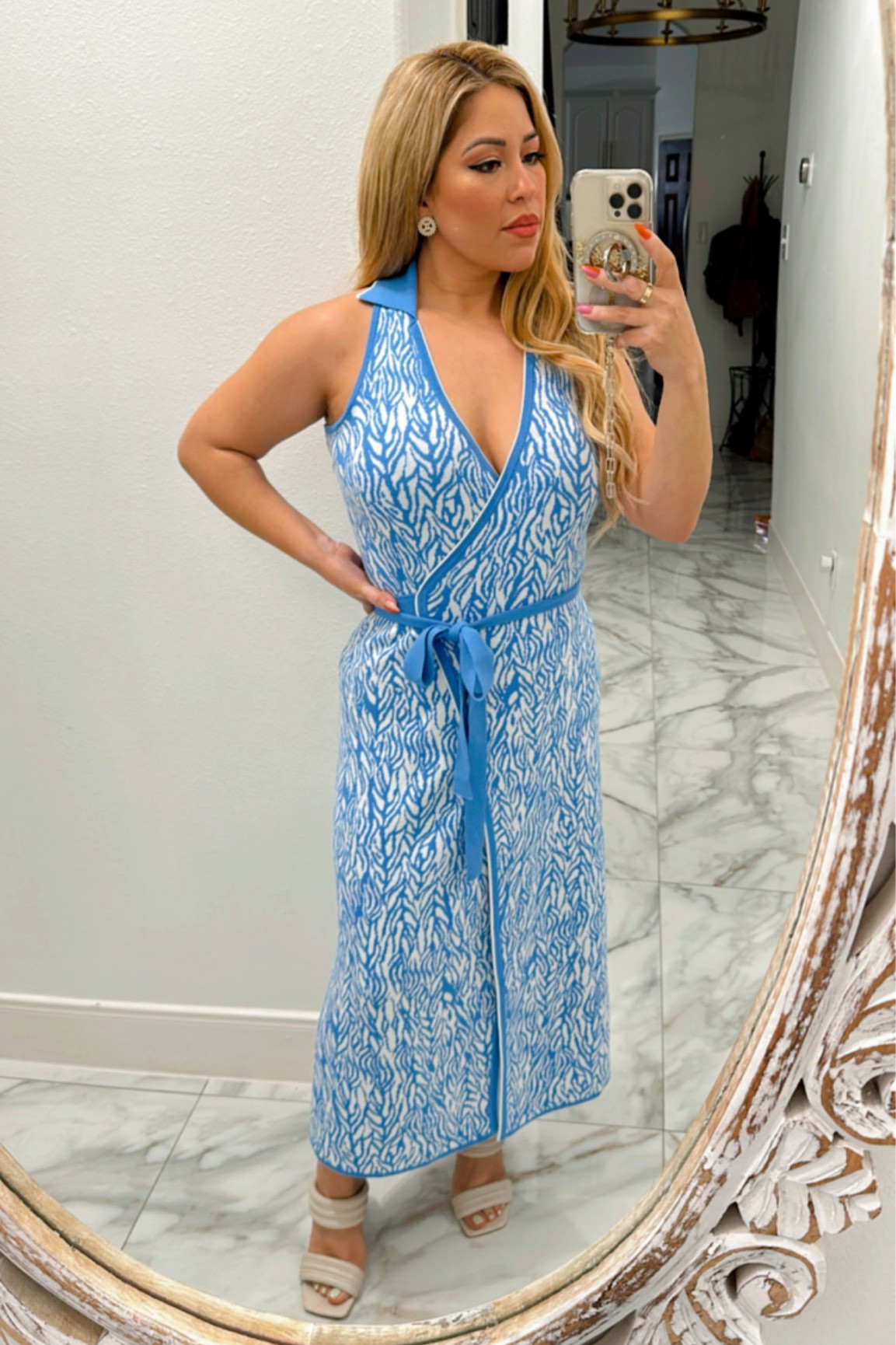 DVF Blue Sweaterknit Wrap Dress 
#wrapdress #dvf #springdresses #dianevonforestenburg 

#LTKworkwear #LTKfindsunder100 #LTKSeasonal