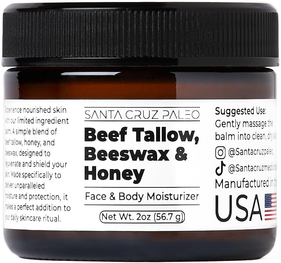 Amazon.com : Santa Cruz Paleo Beef Tallow for Skin, Grass Finished & Grass Fed Beef Tallow and Ho... | Amazon (US)