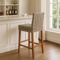 Interiors by Premier Natural Rattan Bar Chair, Bar Stool for Kitchen, Bar Area, Breakfast Stool for Home Bar, Wooden Frame | Debenhams UK