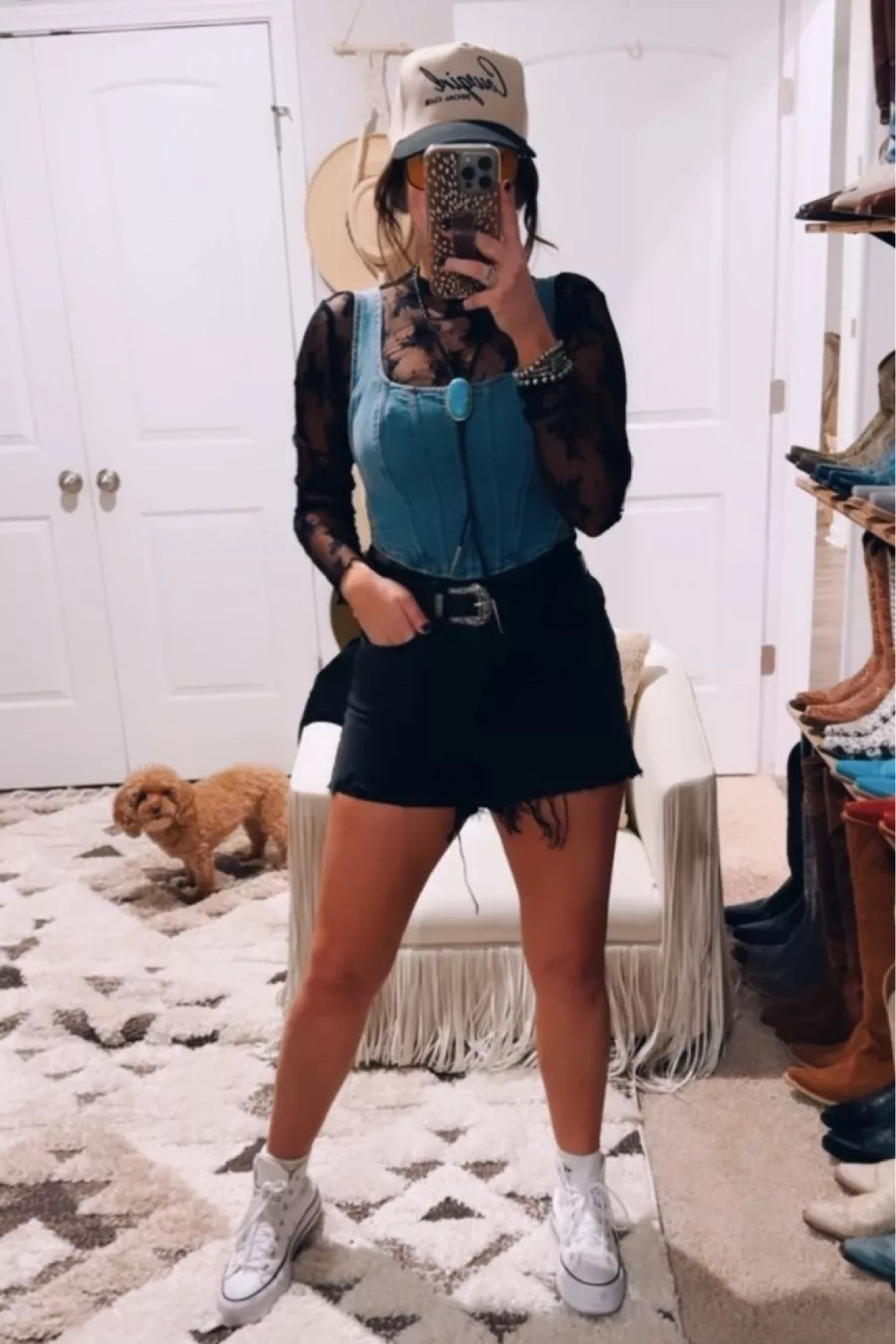 This denim top paired with black denim shorts look is perfect for a Country concert outfit idea,  western fashion outfit, or Nashville outfit idea!
7/7

#LTKStyleTip #LTKParties #LTKSeasonal