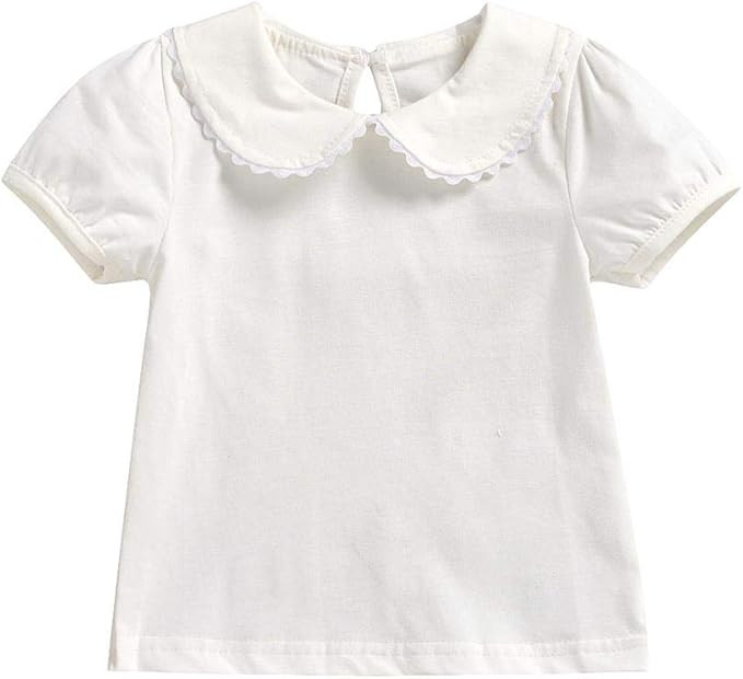 MODNTOGA Kids Girls Basic Shirt Long Sleeve 3 Solid Color Doll Collar Tops Blouse | Amazon (US)