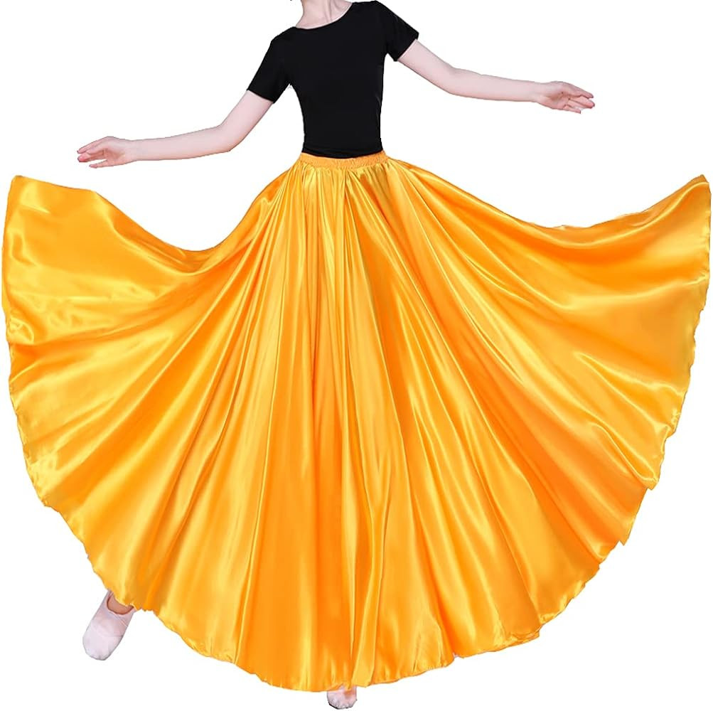 Women Long Tulle Retro Maxi Tea Ankle Length Shiny Skirt for Belly Dancing Dance Costume Cosplay ... | Amazon (US)