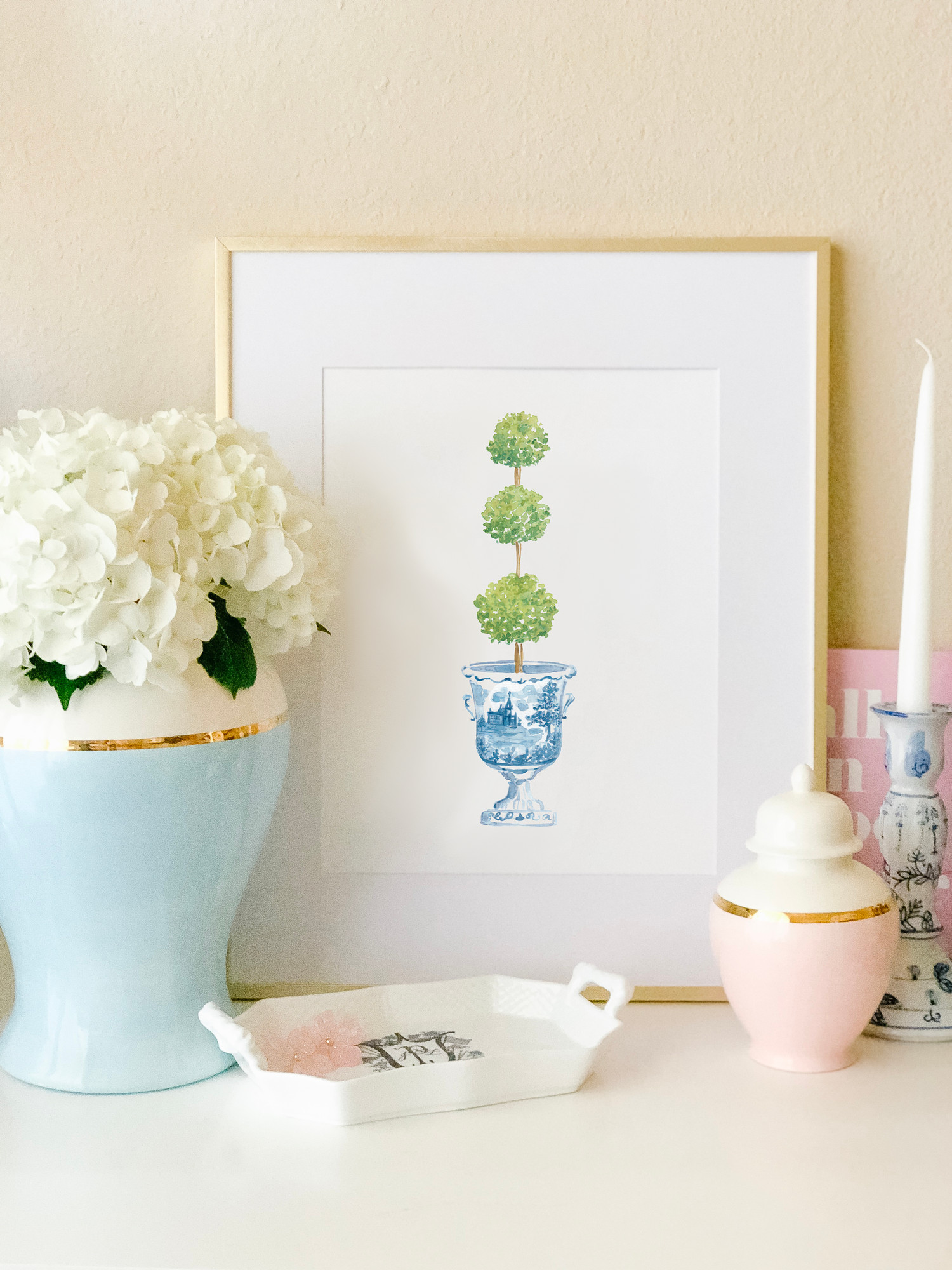 Ginger Jar Topiary Watercolor Art Print — Simply Jessica Marie | Simply Jessica Marie
