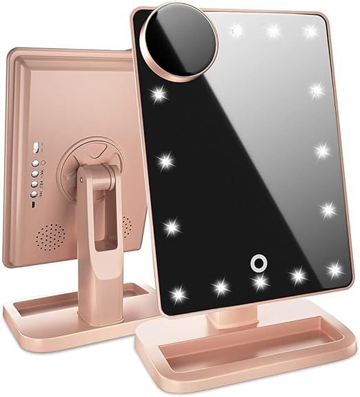 Lighted Makeup Mirror, Vanity Mirror with Bluetooth. Adjustable Brightness, Detachable 10X Magnif... | Amazon (US)