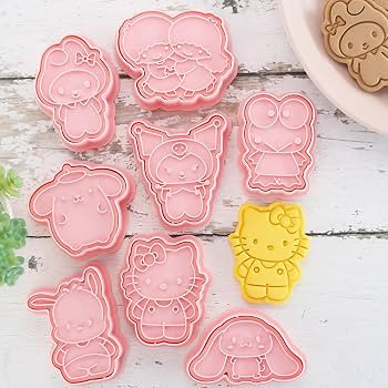 8 Pcs Cute Cookie Cutters Kitty Cartoon Embossed Cookie Stamps Melody Cat Kawaii Cuter Set Cookie... | Amazon (US)