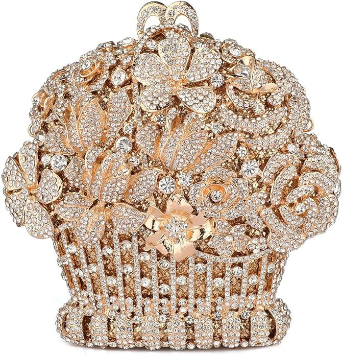 MOSSMON Flower Crystal Evening Clutch Bag Elegant Bride Wedding Party Purse for Women | Amazon (US)