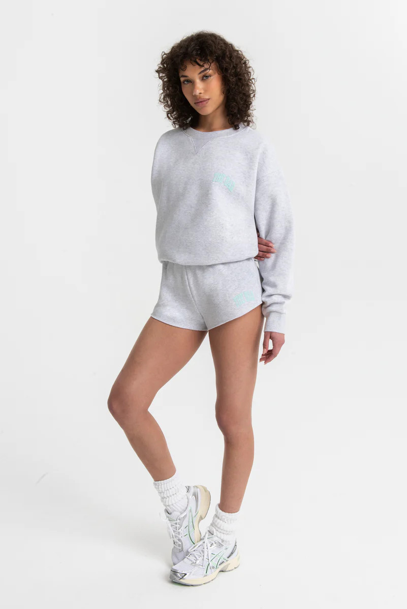 VARSITY TUCKED SWEATSHIRT (MINI LOGO) LT HEATHER GREY/MINT | The Bar