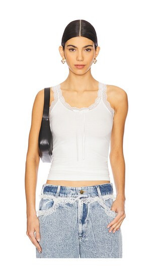 Tanner Fletcher Flo Lace Trim Tank Top in White. | Revolve Clothing (Global)