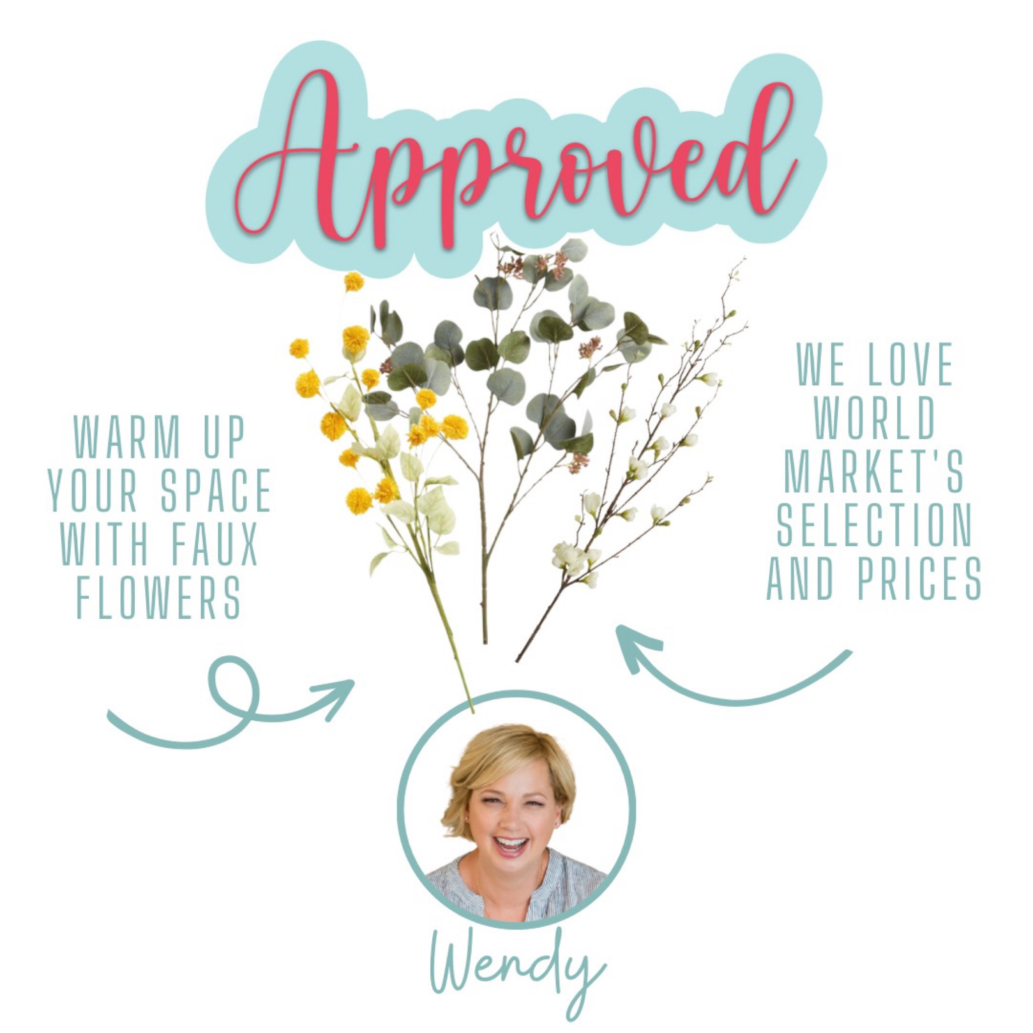 Honestly never thought we would see the day, but Wendy has come over to the faux flowers dark side!

She loves the selection at World Market, and loves the fact that they won't die even more! 