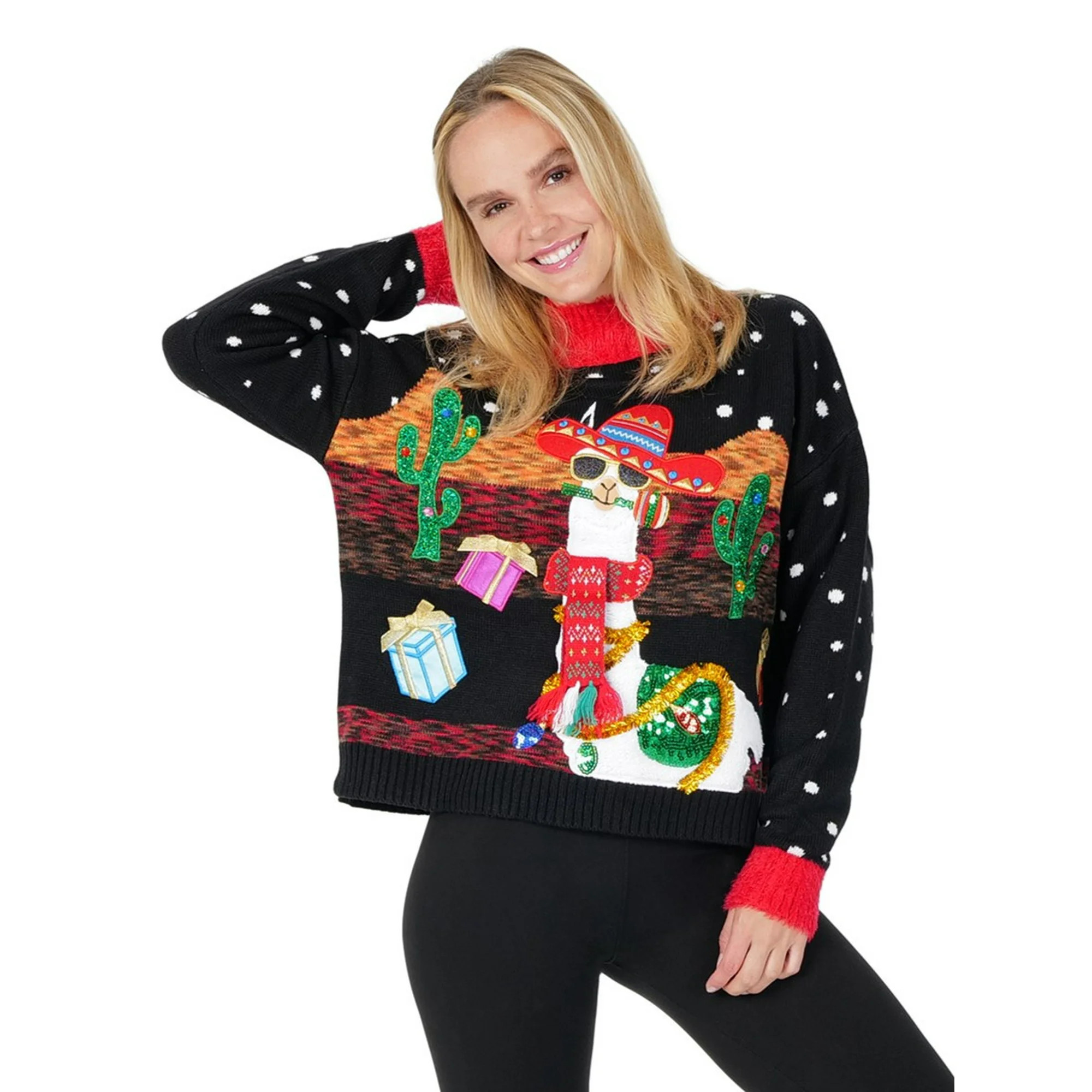 Jollidays Women's Llama Christmas Pullover Sweater, Sizes S-XXL - Walmart.com | Walmart (US)