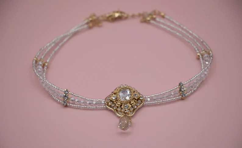 Vintage Style White Crystal Choker Necklace, Elegant White Choker Necklace, Sexy White Jewelry, W... | Etsy (US)