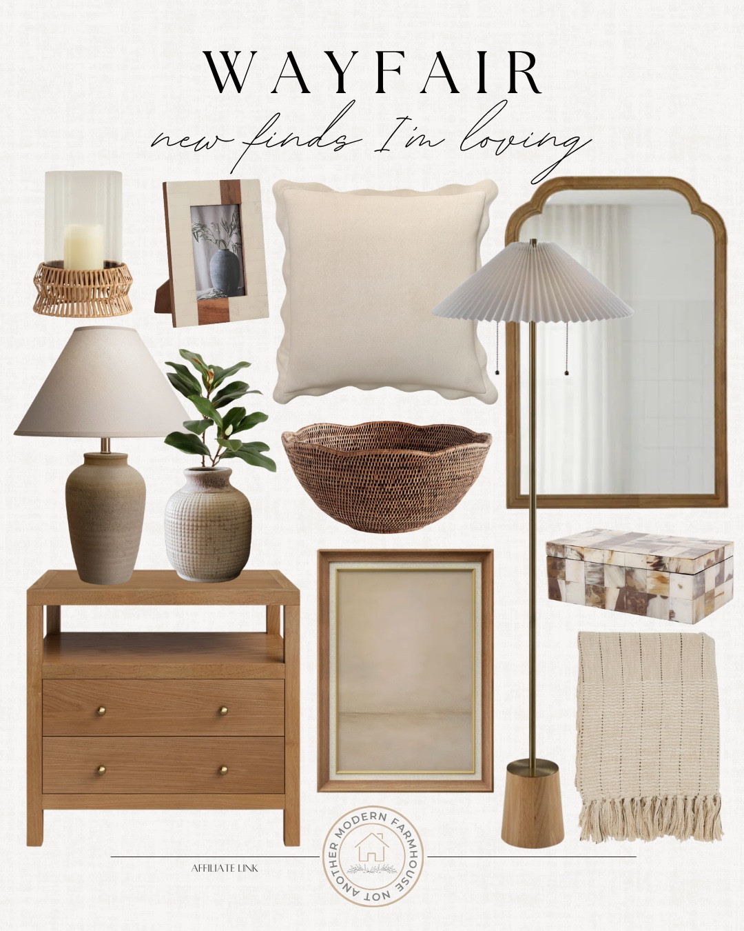 Wayfair finds I’m loving include mirror, decorative box, throw blanket, floor lamp, wall art, rattan bowl, throw pillow, frame, candle hurricane, table lamp, vase, magnolia stem, and night stand.

Home decor, neutral home, looks for less, summer decor

#LTKvlog #LTKHome #LTKSeasonal