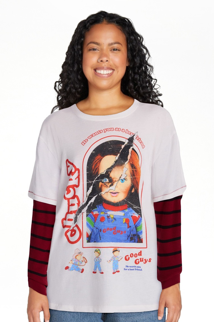 Chucky Women's Layered Look Graphic Tee with Long Sleeves, Sizes XXS-XXL | Walmart (US)