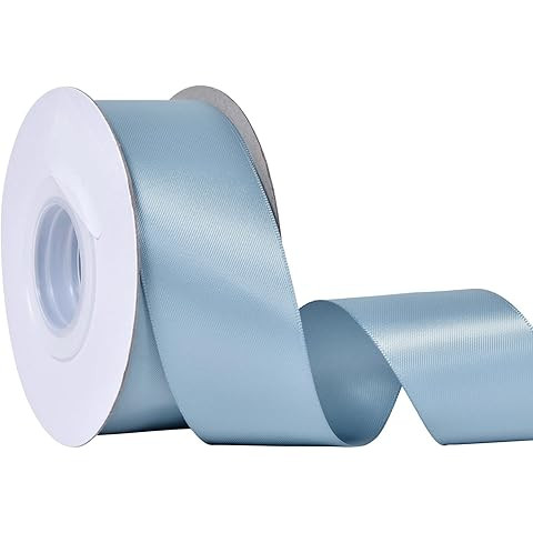 HUIHUANG Dusty Blue 2 inch Wide Double Face Satin Polyester Ribbon for Wedding, Baby Shower, Chri... | Amazon (US)