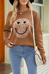 'Ariya' Round Neck Smiley Face pattern Sweater (6 COLORS) | Goodnight Macaroon