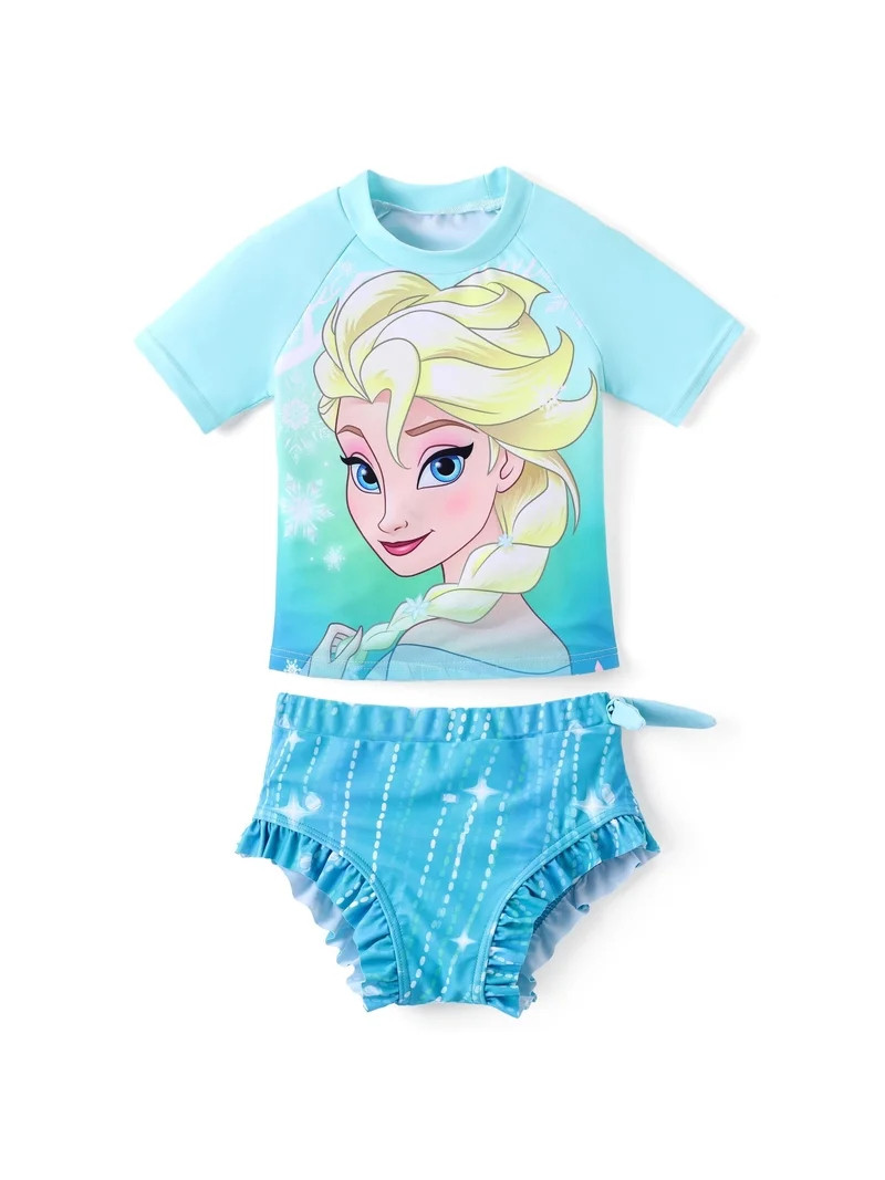Disney Princess Toddler Girls Swimsuit Frozen Elsa Rash Guards and Bikini Bottom 2 Pieces Set Siz... | Walmart (US)