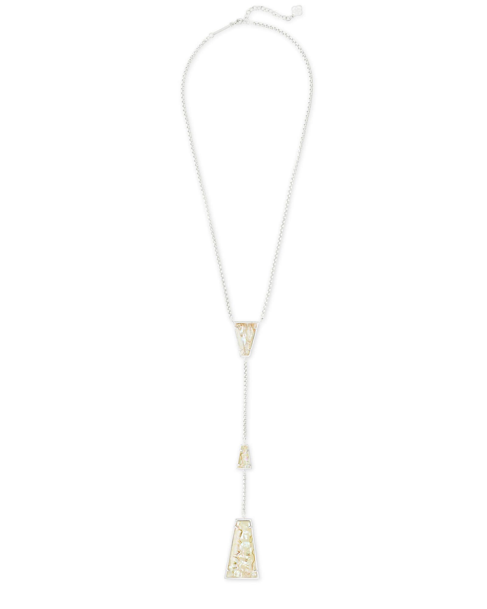 Collins Bright Silver Y Necklace in White Abalone | Kendra Scott