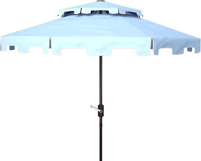 SAFAVIEH Outdoor Zimmerman 9-Foot Double Top Market UV Protected Umbrella | Amazon (US)