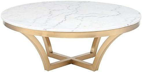 MAKLAINE Round Marble Top Coffee Table in Gold and White | Amazon (US)